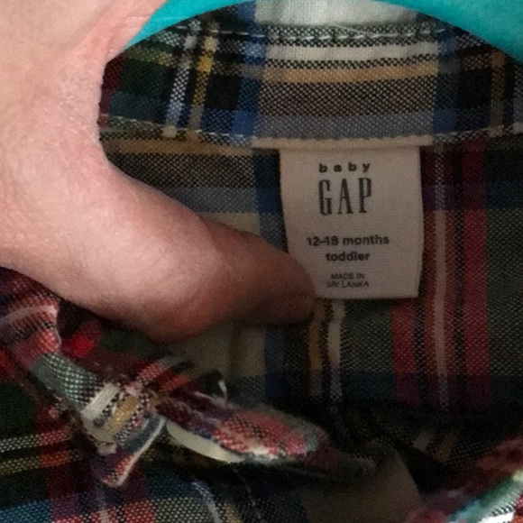 Worn once baby Gap tartan Oxford shirt 12-18 months - Picture 5 of 5